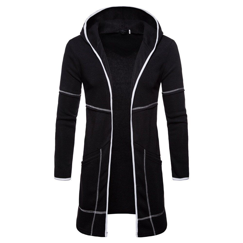 

Man Sweater Leisure Time Long Sleeves Thickened Hoodie Single Color Coat, Black