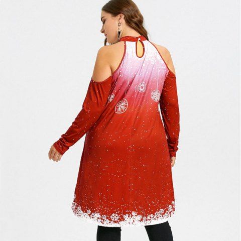 

Christmas Off Shoulder Long Sleeve T Shirt, Cherry red