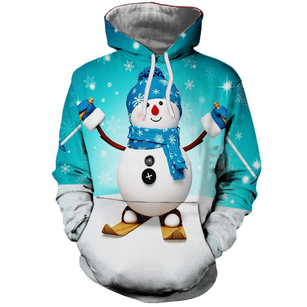 

Cute Christmas Snowman Printed Autumn Winter Women's Hoodie, Multi-b