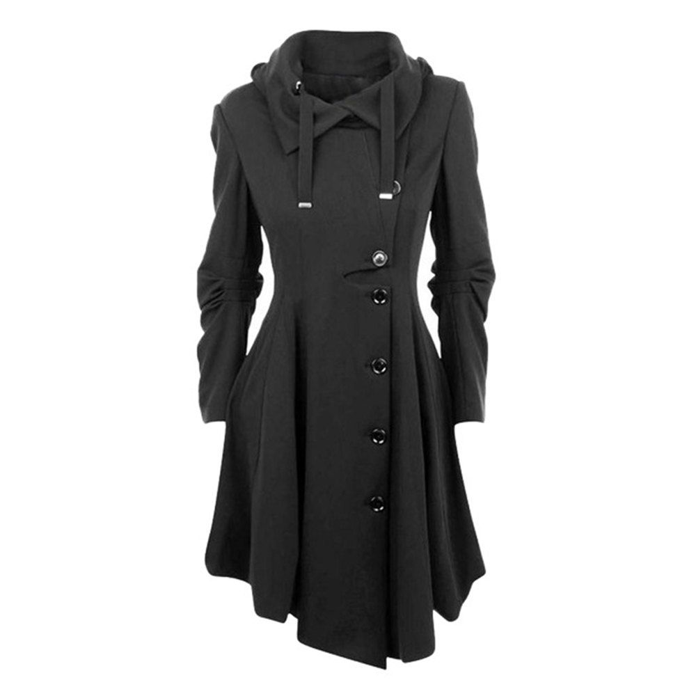 

Autumn and Winter Women'S Coat Coat Windbreaker Coat and Coat Size, Black