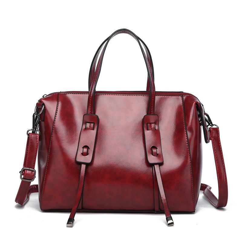 

Leather Handbags for Women Large Capacity Casual Female Bags Trunk Tote Shoulder, Red