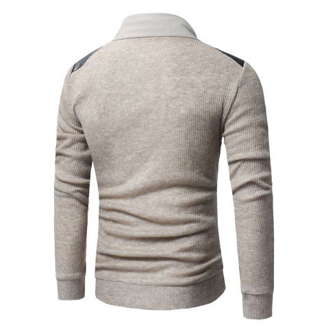 

2018 New Men'S Fashion Solid Color Pile Collar Leather Buckle Stitching Long-Sle, Light khaki