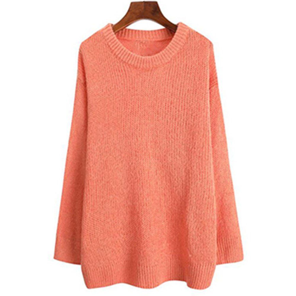 

Women's Long Sleeved round Collar Sweater, Orange