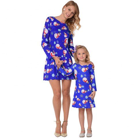 

Christmas Cartoon Snowman Silk Printing Home Parent-Child Suit, Light slate blue