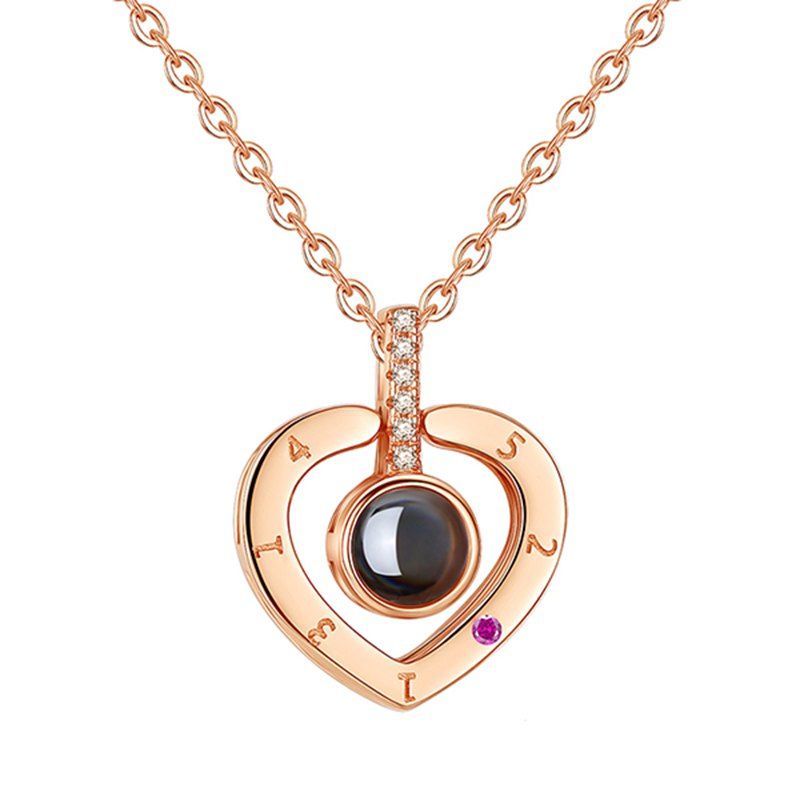 

Projection 100 Languages I Love You Charm Pendant Necklace Women Lover Gift, Copper