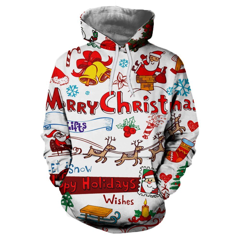 

Ladies New Casual Fashion Christmas 3D Printing Hoodie, Multi-c