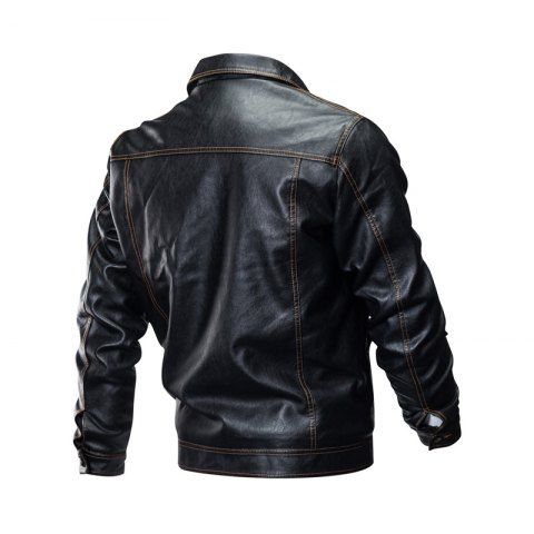 

Autumn Men's PU Leather Plus Size Jacket, 888, Black