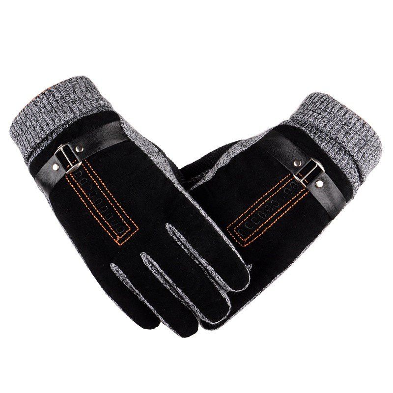 

Men's Winter Thicken Pile Warm Gloves, Black