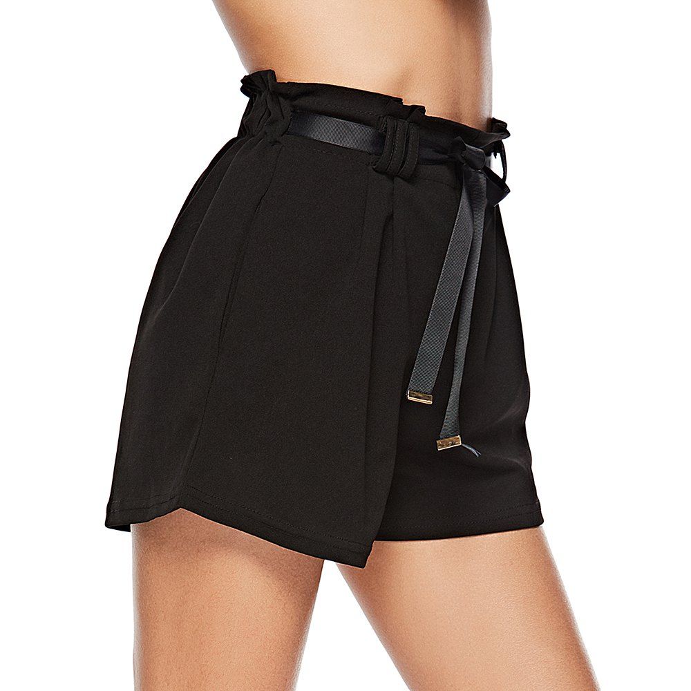 

Women'S Belt High Waist Hip Casual Shorts, Black