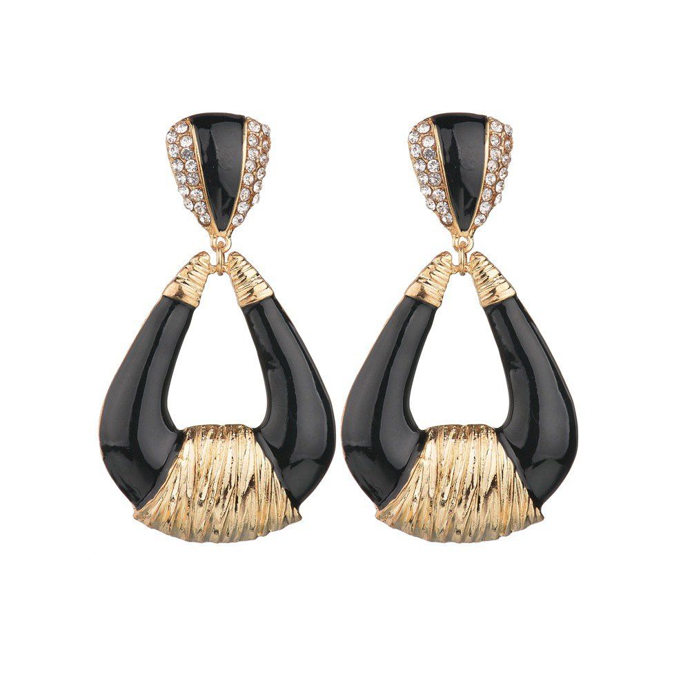 

Vintage Exaggerated Hollow Diamond Simple Earrings, Black