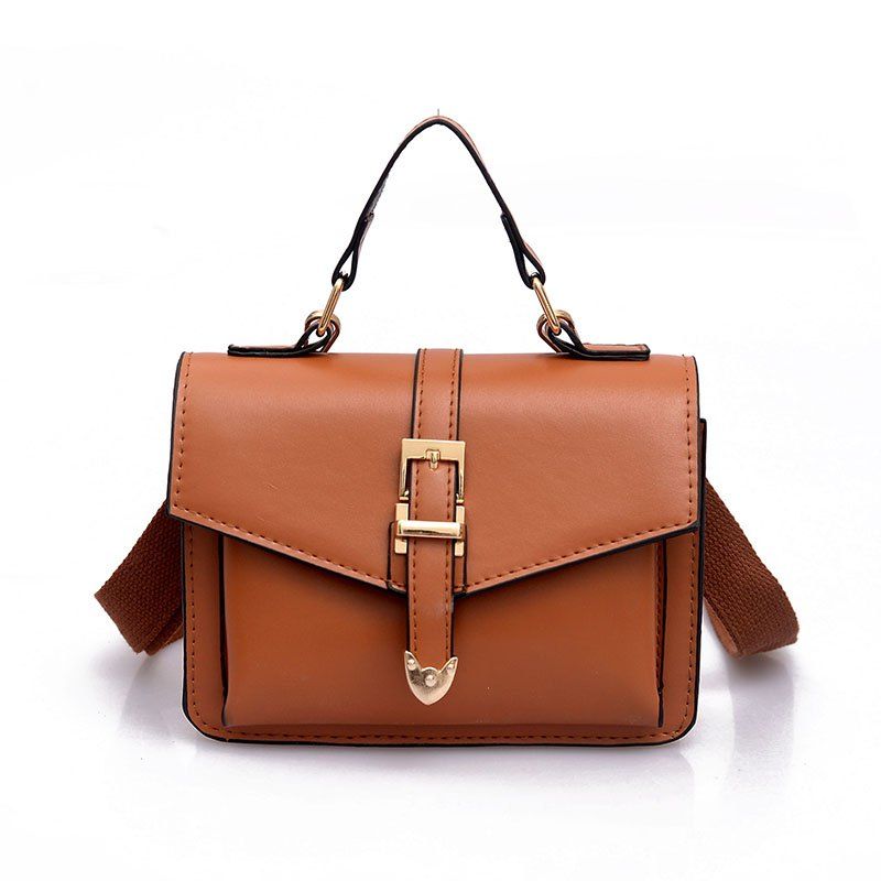 

Women's Crossbody Bag Solid Color PU All Match Simple Style Crossbody Bag, Light brown