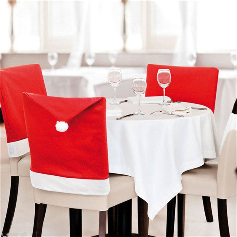 

Non-Woven Santa Claus Hat Set Christmas Hotel Tablecloth Decoration, Red