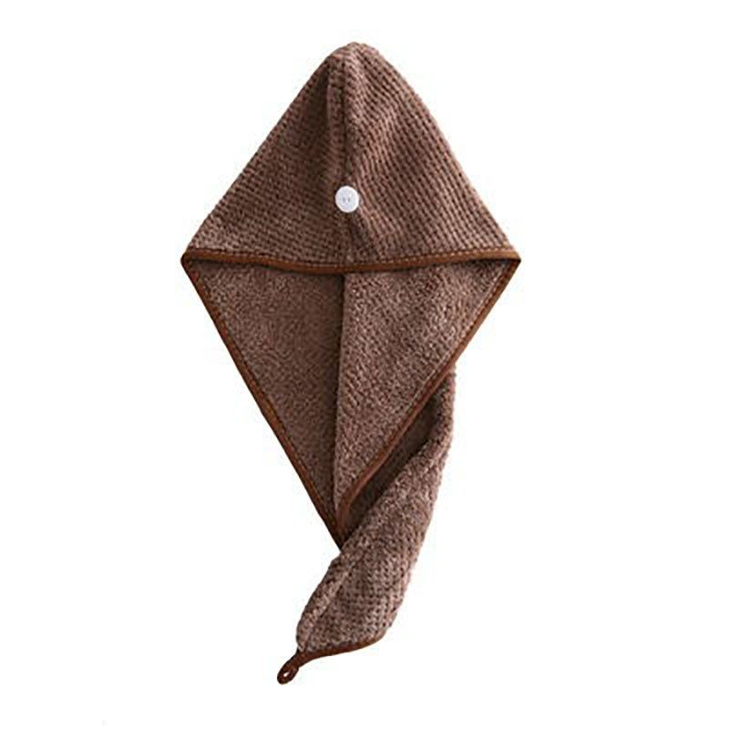 

DIHE High Quality CORAL FLEECE Hair Drying Cap Scarf, Coffee