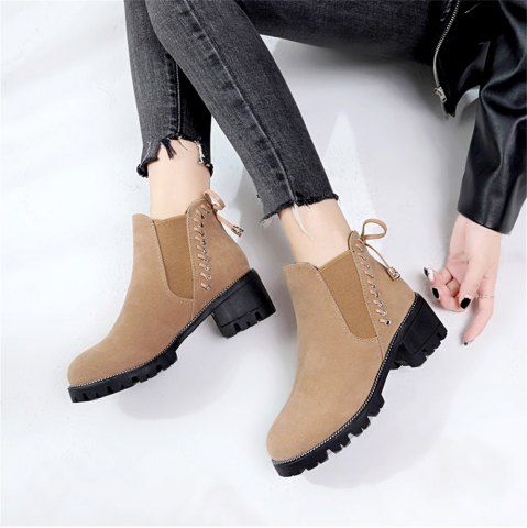 Fashion Bow Round Head Warm Short Boots