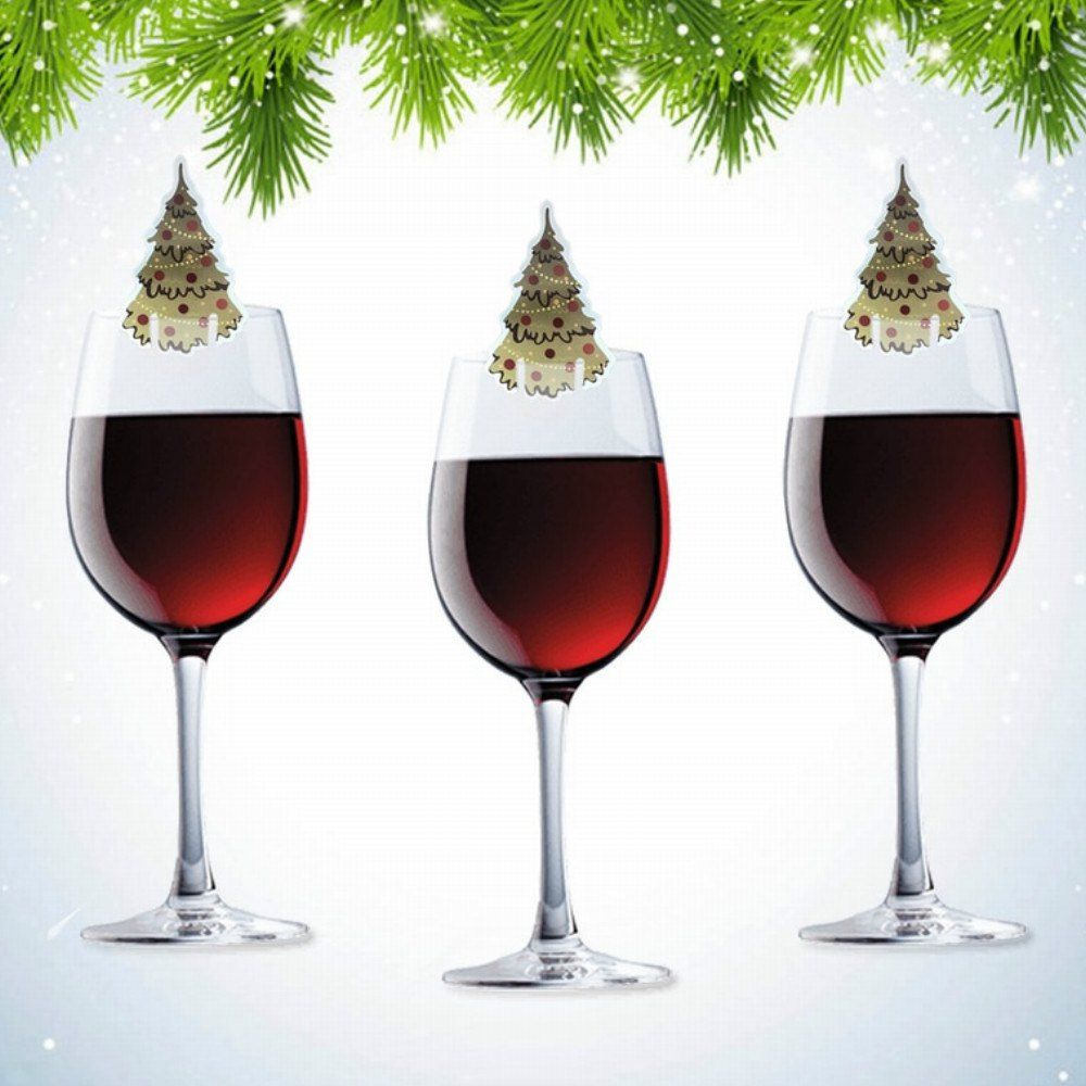 

10PCS Wineglass Card Christmas Ornaments Decoration Wine Glass, Multi-b