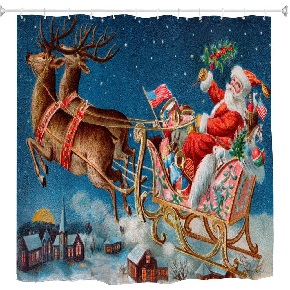 

Oil Painting Santa Claus 3D Digital Printing Fabric Waterproof and Mildewproof, Multi;white;red;blue;gold