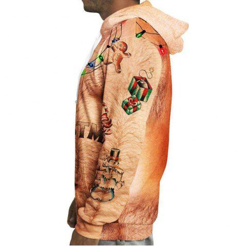 

3D Digital Print Christmas Men Long Sleeve Hoodie Sweatshirt, Camel brown