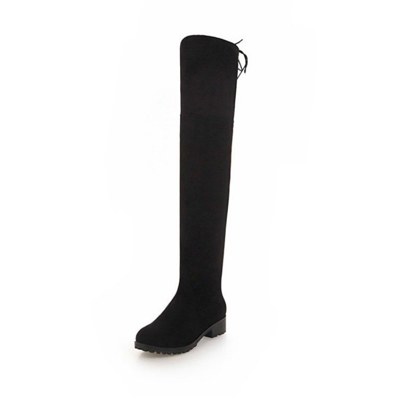 

Round Head with Low Heel and Sexy Knee Length Boots, Black