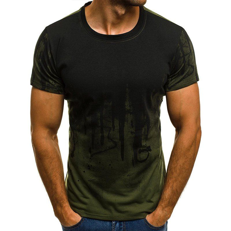 

Men Fashion Print Short Sleeve O-Collar Summer T-Shirt, Army green