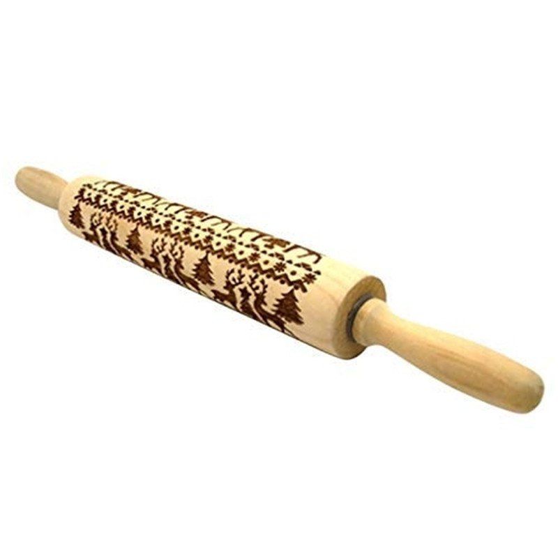 

Christmas Embossing Rolling Pin Baking Cookies Noodle Biscuit Fondant, Multi