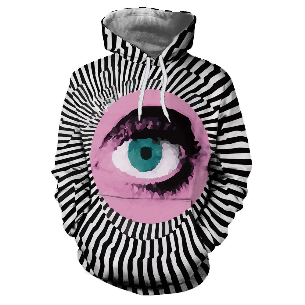 

3D Winter Sports Personality Single Eye Print Ladies Hoodie, Multi-b
