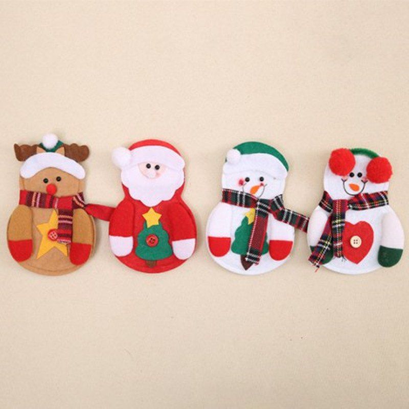 

4PCS Santa Claus Cutlery Set Christmas Table Decoration, Multi