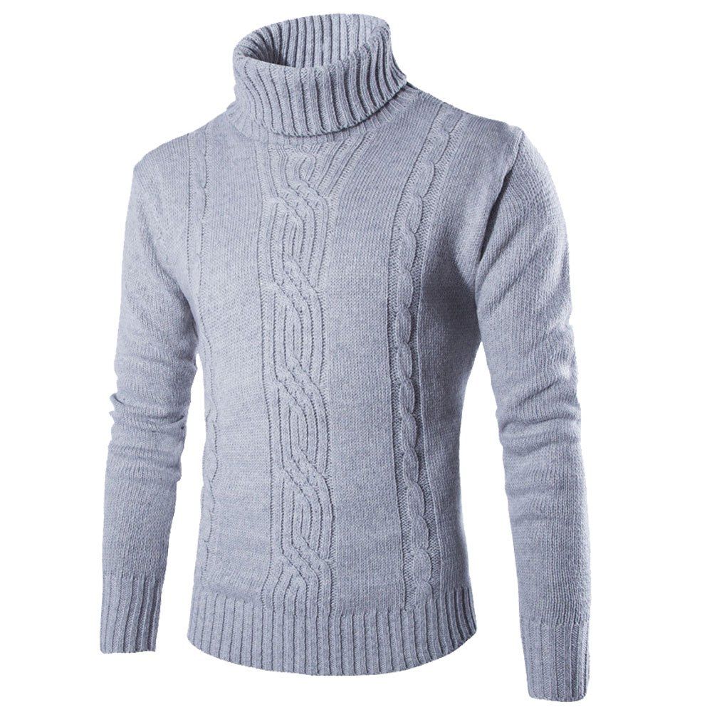 

Y036 Lapel Pullover Fashion Trend Solid Color Men's Sweater, Light gray