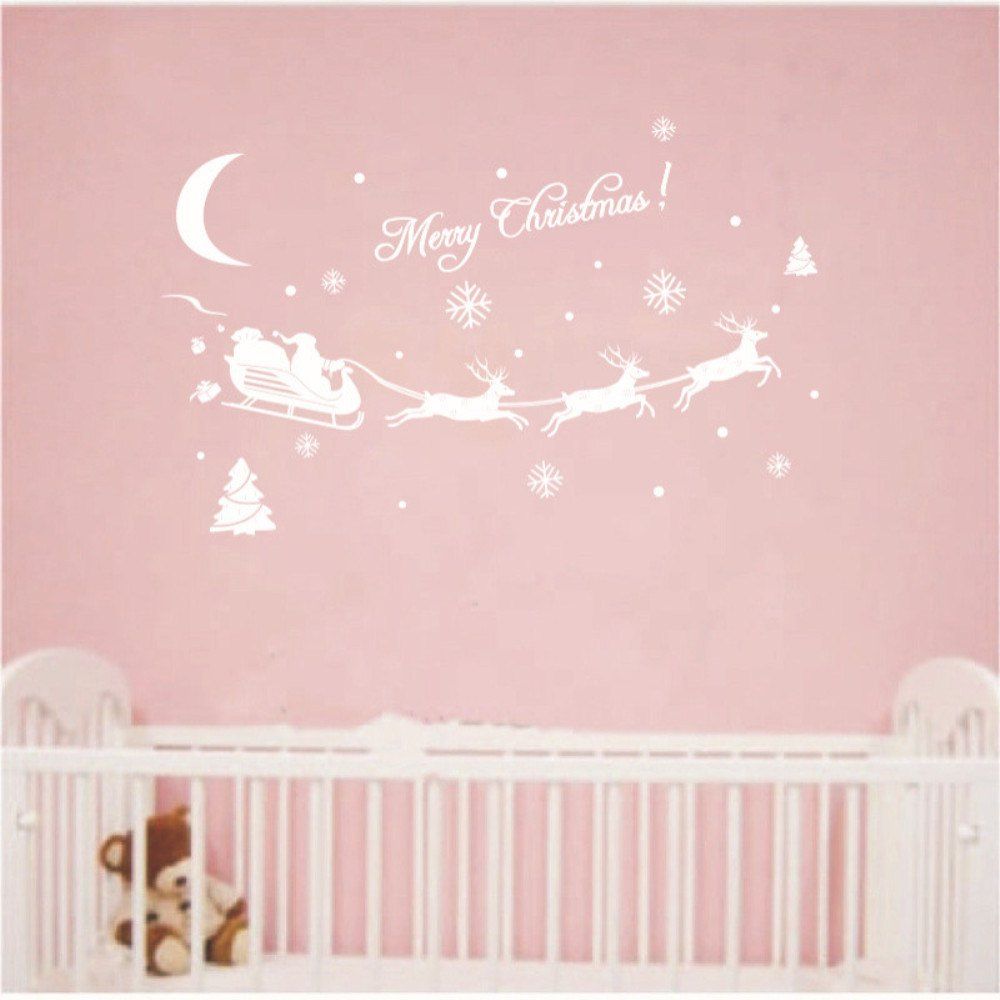 

Christmas Decorating Sticker Santa Elk Parlour Decorating Sticker, White