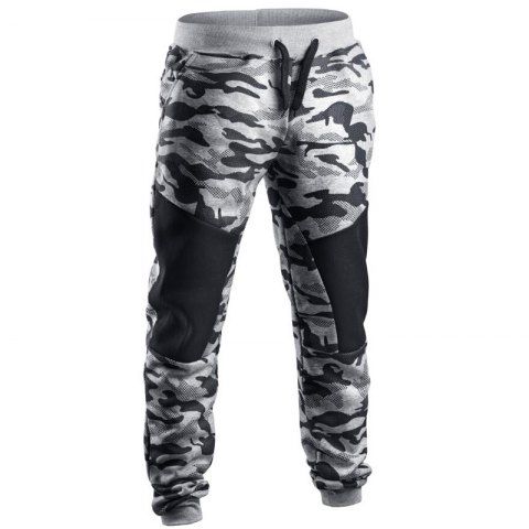 

Camouflage Tethered Feet Casual Pants Men's Personalized Stitching Trousers, Light gray