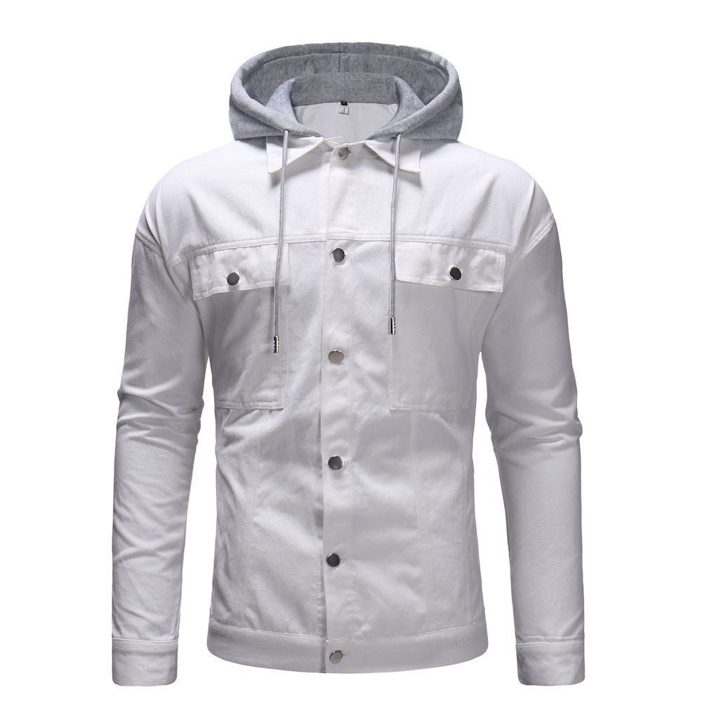 

Jacket Men'S Autumn Coat Teen Wild Casual Baseball Uniform, White