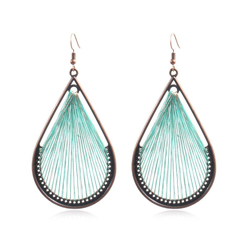 

Boho Charm Colorful Lines Hollow Dangle Earring for Women Vintage Water Drop Wom, Aquamarine