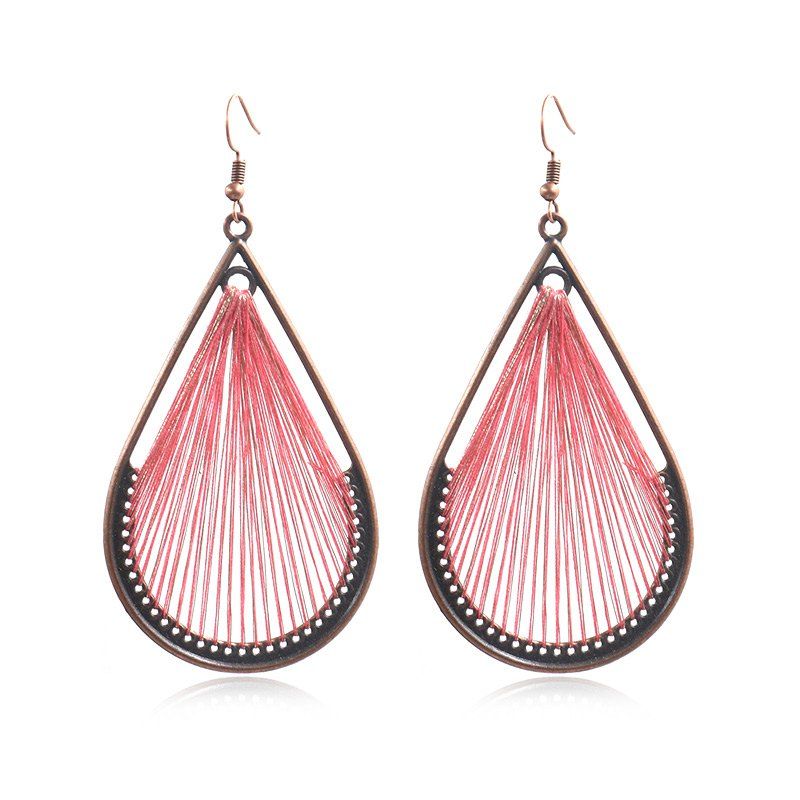 

Boho Charm Colorful Lines Hollow Dangle Earring for Women Vintage Water Drop Wom, Valentine red