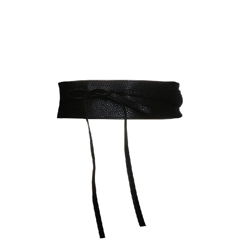 

YEDUO Soft Pu Leather Wide Self Tie Wrap Around Waist Band Dress Belt, Black