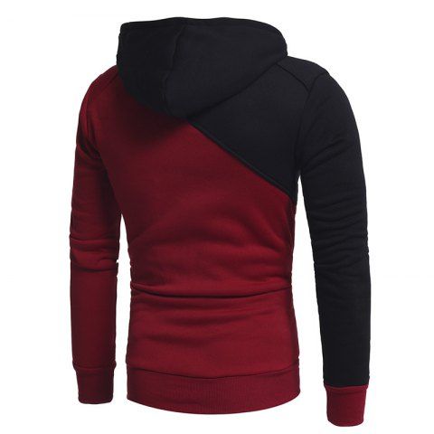 

Personalized Stitching Men Slim Hooded Sweatshirt, Red