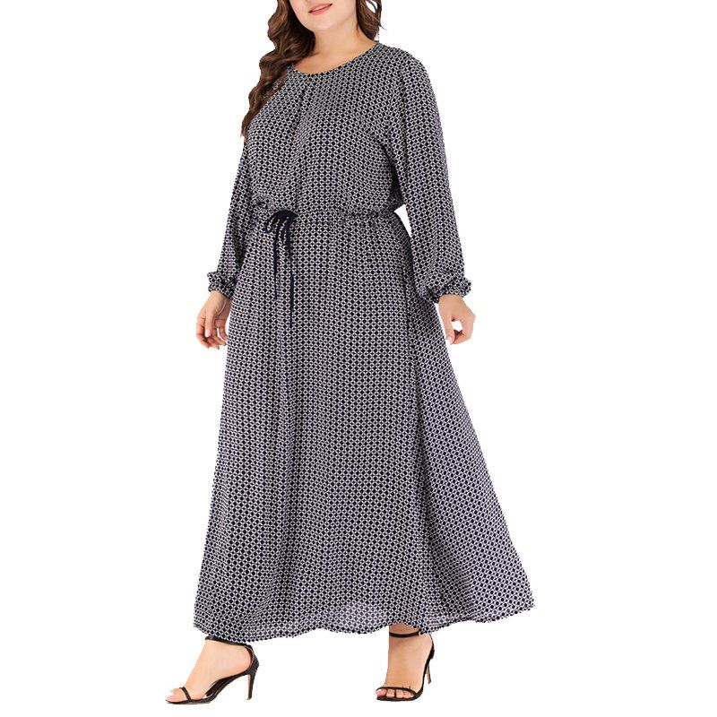 

Concise Waist Chalaza Long Sleeve Dress Maxi Dress Plus Size, Cadetblue