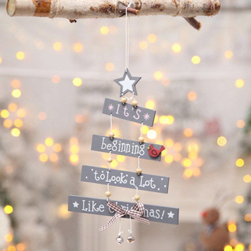 

Creative Christmas Tree-Shaped Pendant Color Letter Hanging Decoration, Gray