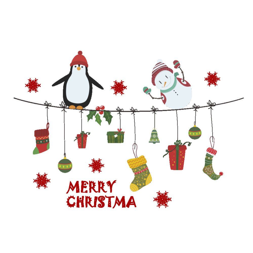 

Christmas wall sticker PVC Christmas Snowman gift snow Window Sticker, Multi-a
