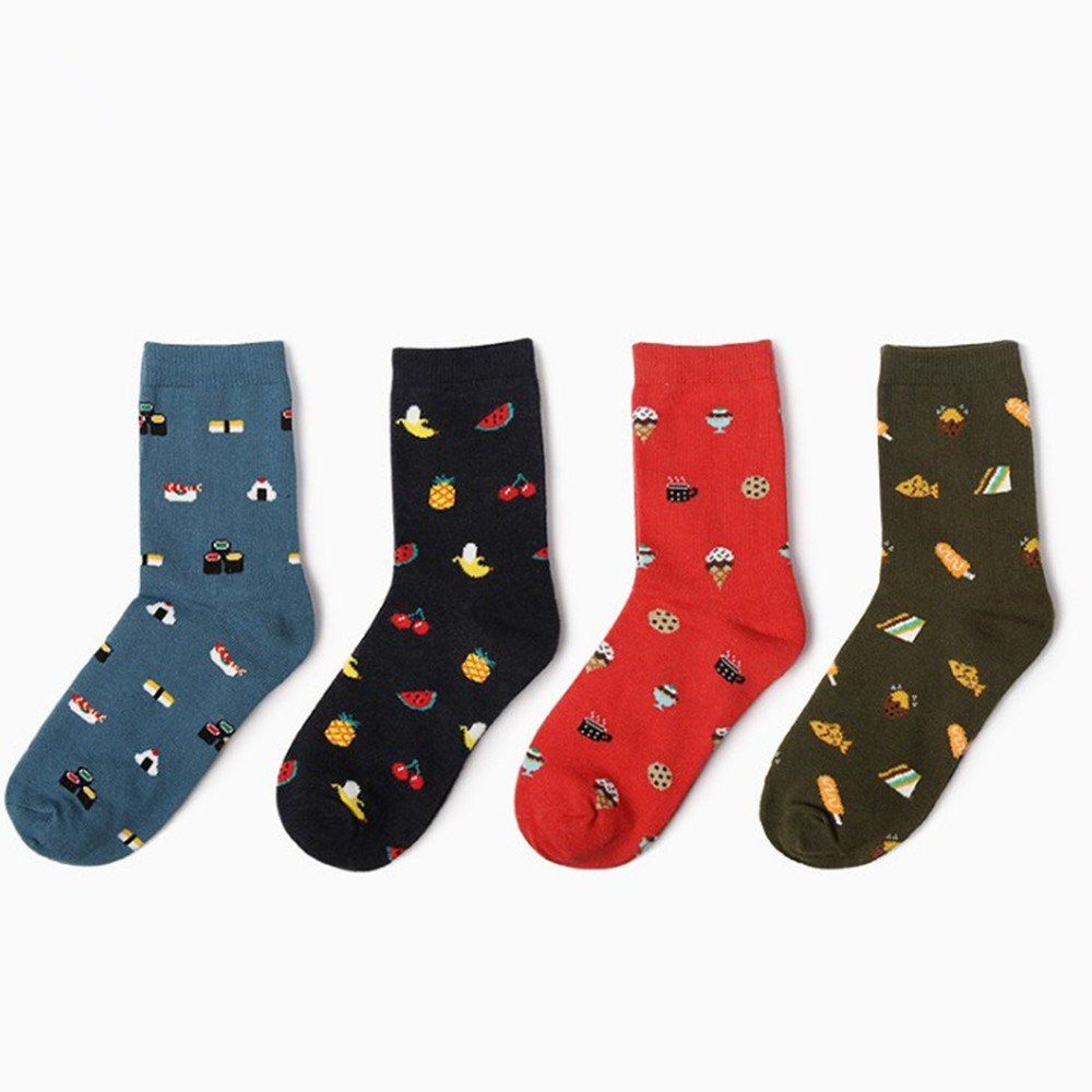 

Chalier 4 Pairs Womens Cute Funny Socks Casual Cotton Crew Animal Socks, #013