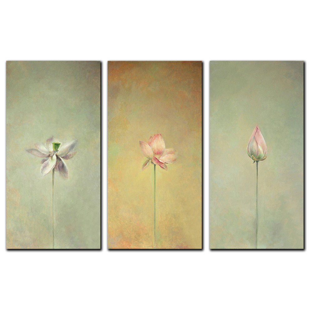 

YISHIYUAN 3 Pcs HD Inkjet Paints Modern Small Fresh Lotus Decorative Painting, Multi