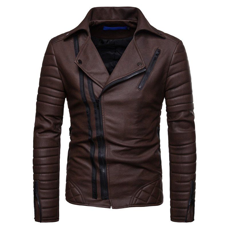 

Men'S Fashion Cotton Anti-Fan Leather Jacket Jacket, Coffee;black;red;brown