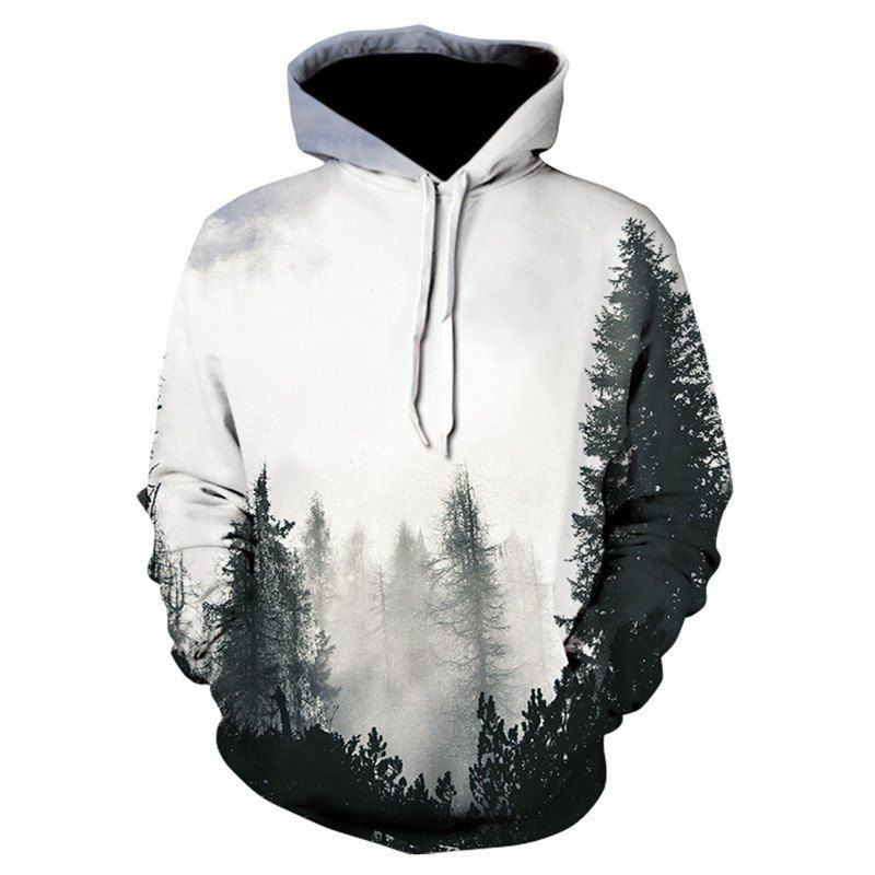 

3D Print Men's Sweater Coat Tree Casual Graphic T-shirt Hoodies, White
