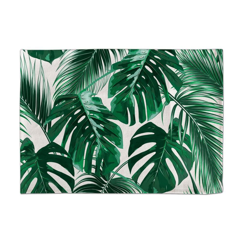 

Tropical Palm Leaves Digital Single - Sided Printed Linen Table Mat, Multi;black;red