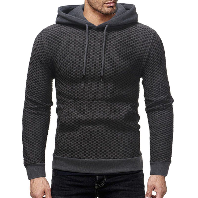 

Men's Checked Sweater Zipper Pullover, Dark gray