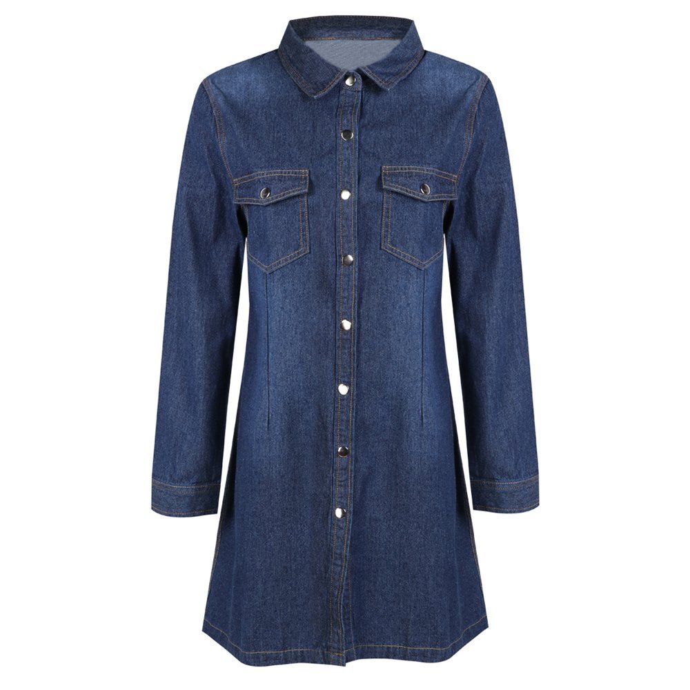 

HAODUOYI Women's Stylish Slim Denim Dress Blue, Deep blue