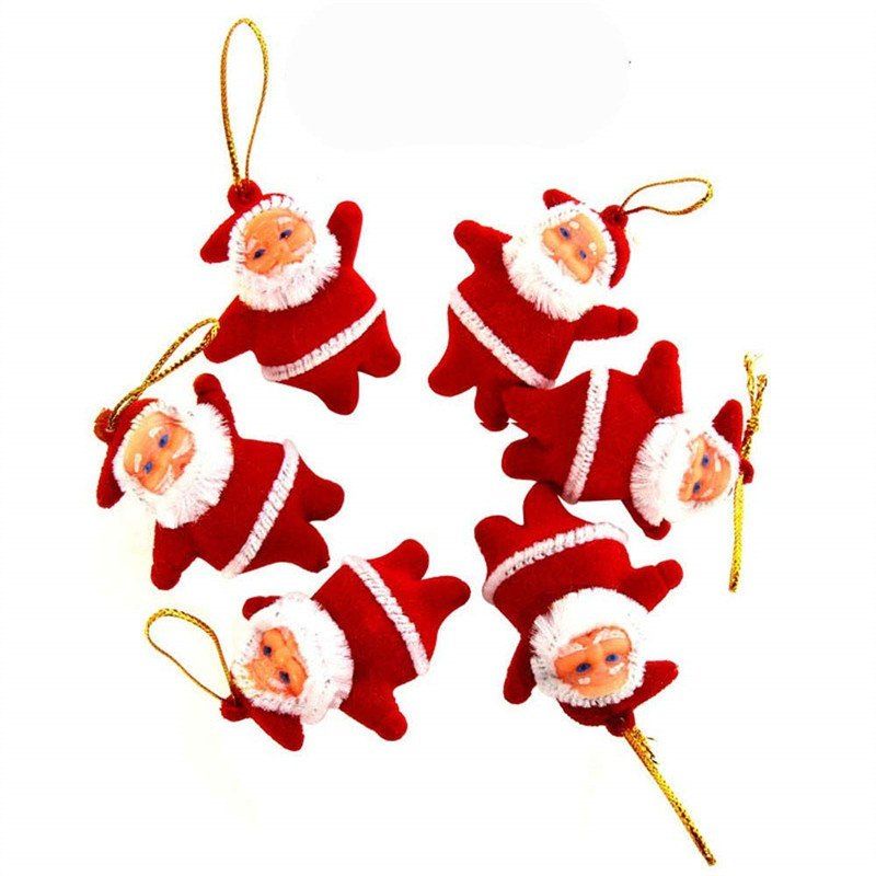 

6pcs Christmas Santa Claus Ornaments Festival Party Xmas Tree, Red