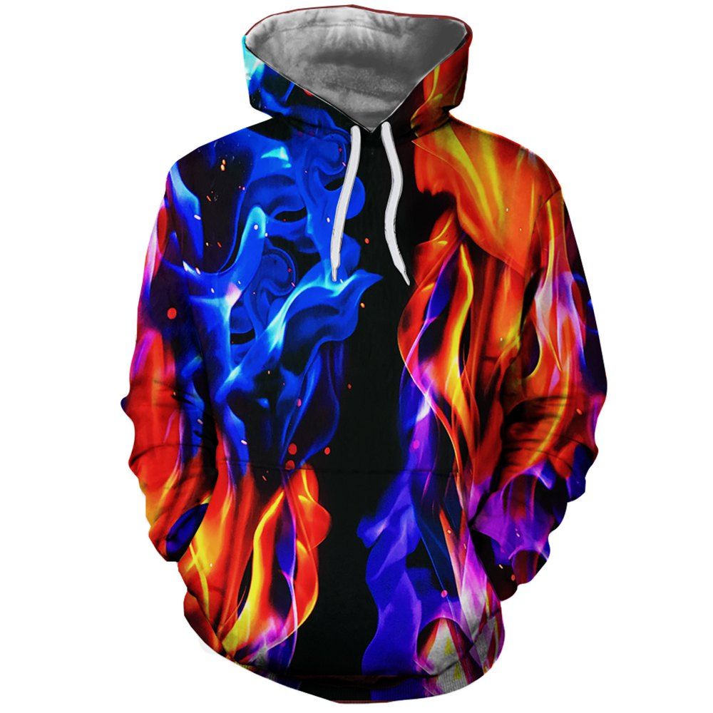 

Fashion Lady Print Flame Figure Hoodie, Multi