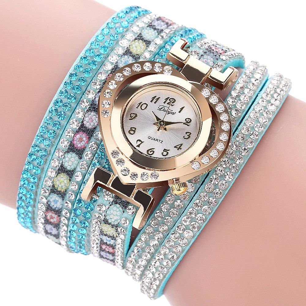 

Women Love Diamond Dial Quartz Watch Bracelet Watch, Light blue;pink;black;white;red;blue;purple;brown;gray;beige;azure