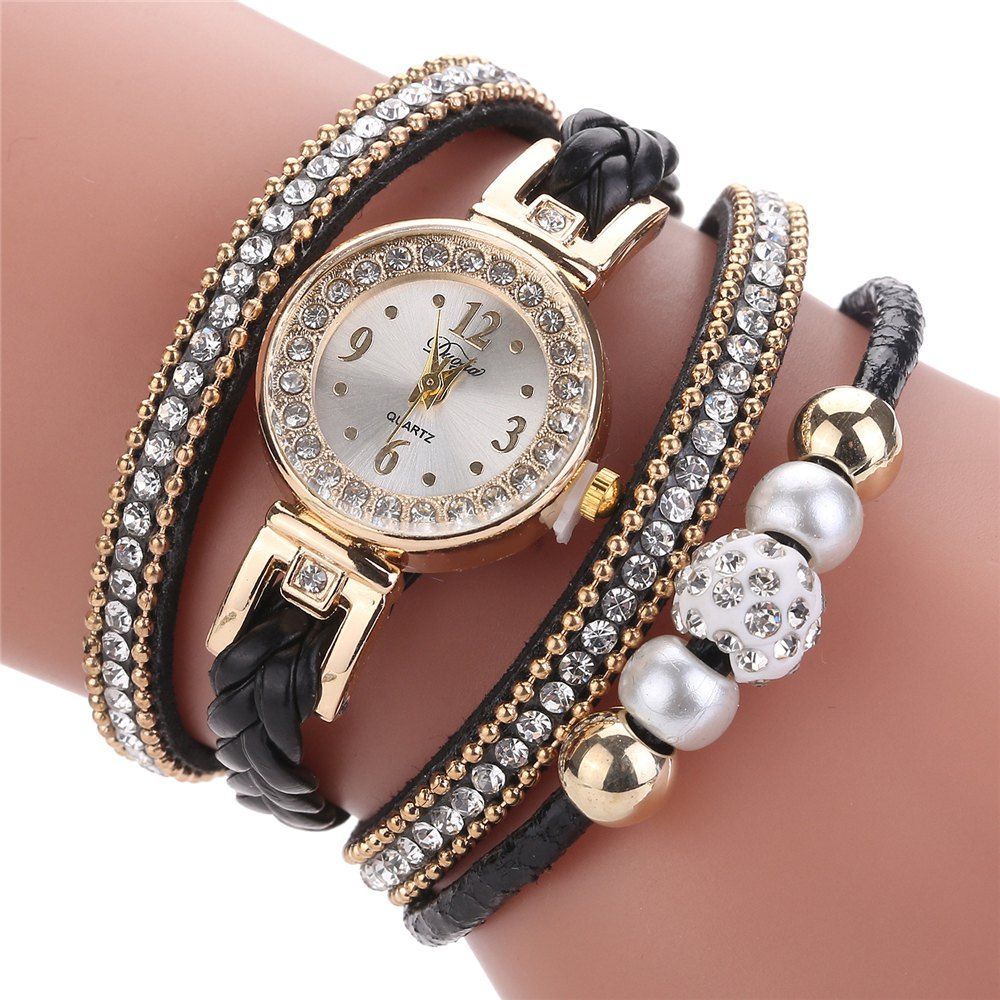 

Women Fashion Knitting Twist Quartz Watch Bracelet Watch Diamonds, Black;pink;white;red;blue;green;gray