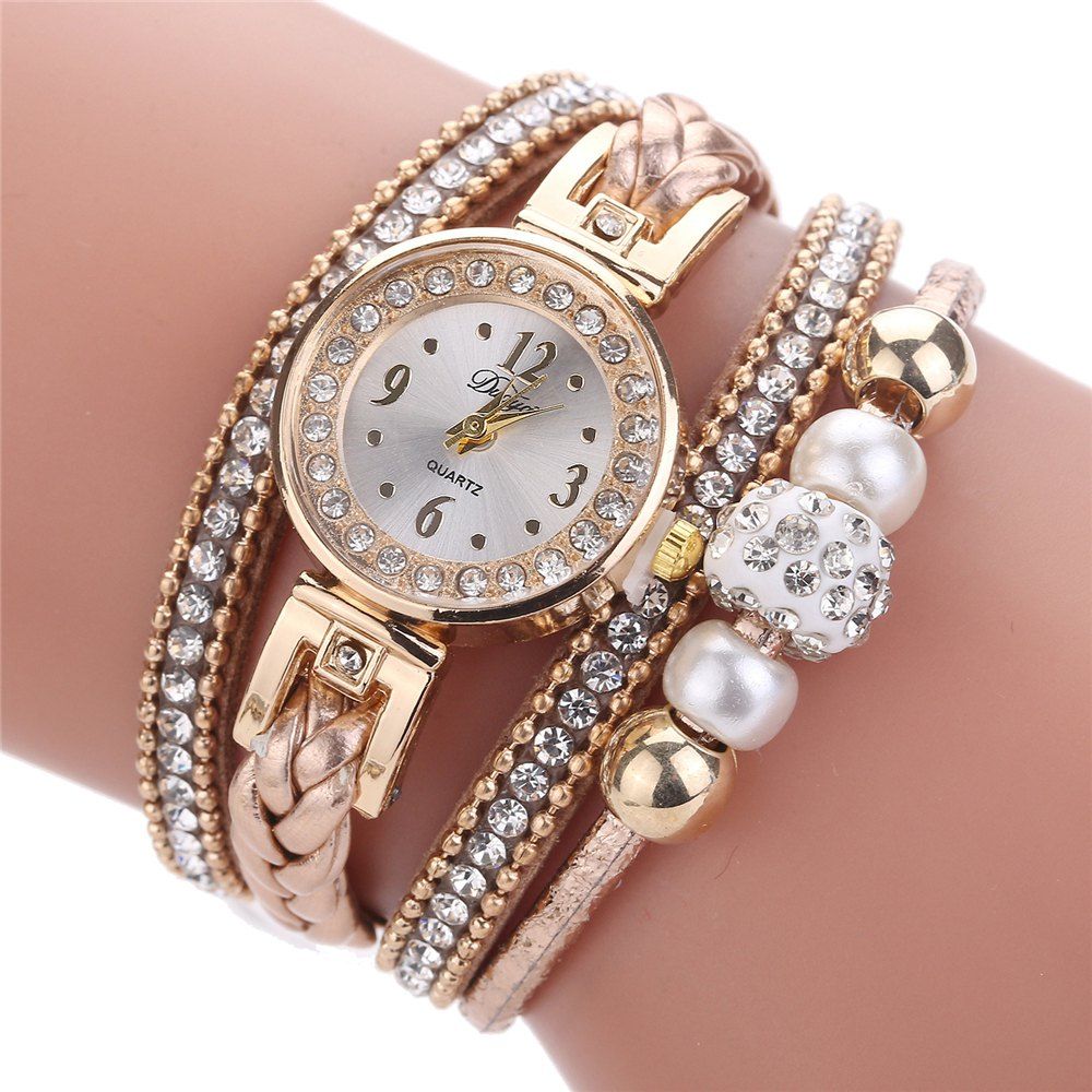 

Women Fashion Knitting Twist Quartz Watch Bracelet Watch Diamonds, Beige;pink;black;white;red;blue;green;gray