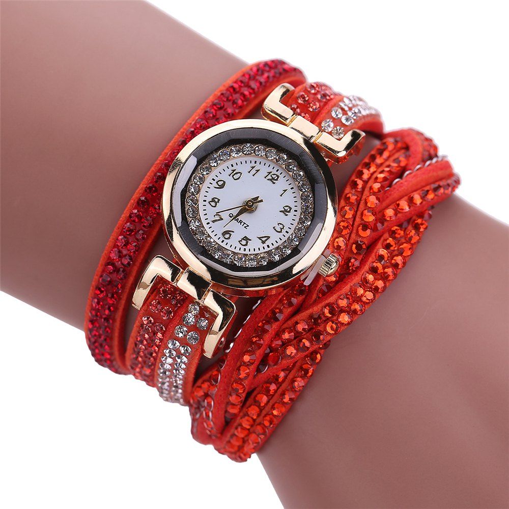 

Women Diamonds Woven Table Watch Quartz Watch, Orange
